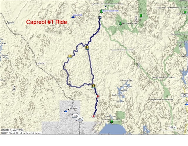 Map for Capreol 1 Ride