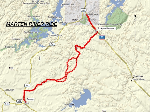 map of Marten River Ride