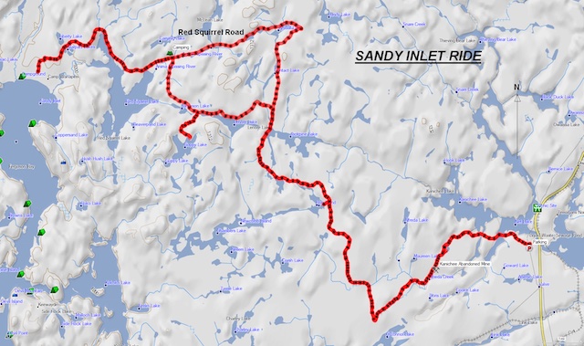 map of Sandy Inlet ride