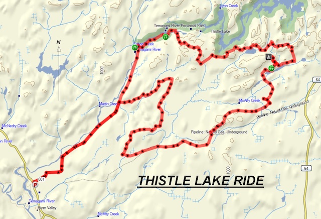 map of Thistle Lake ride