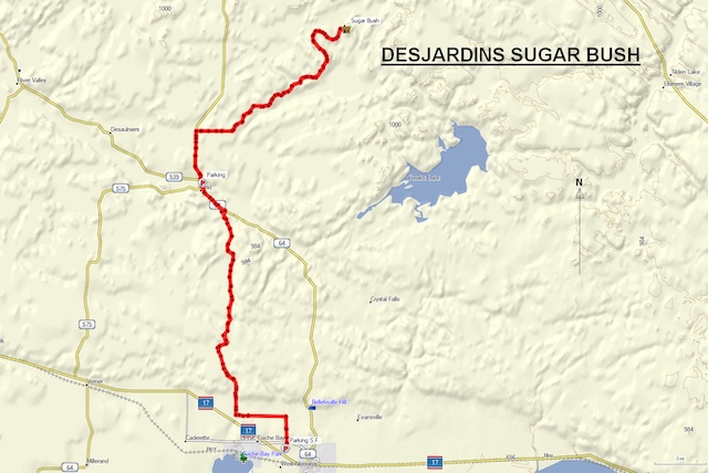 Map of Desjardins Sugarbush ride
